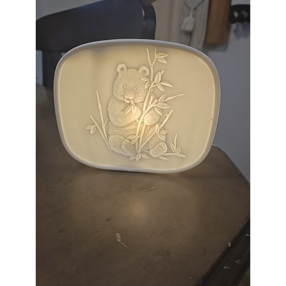 Porcelain Panda/Bamboo Lithophane Night Light Tested Works